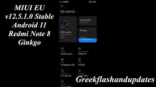 MIUI EU v12.5.1.0 Stable - Android 11 Redmi Note 8 Ginkgo (link rom removed by dev)