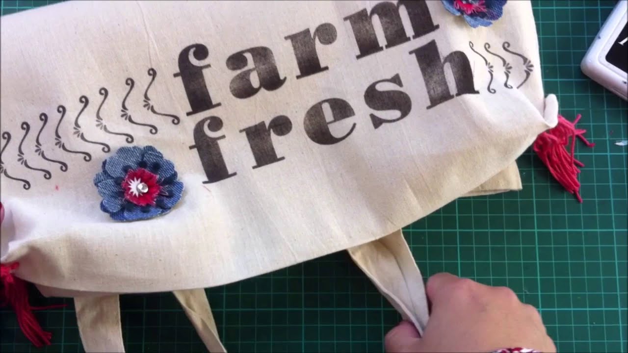 Stamping on fabric with permanent inks + Stampin Up stamps (DIY  personalized shopping bag) 