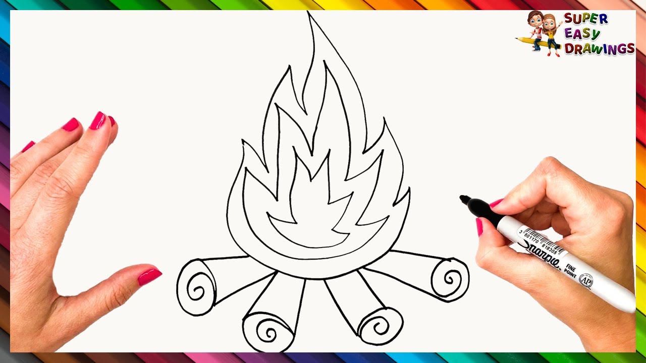 How To Draw Fire Step By Step For Kids