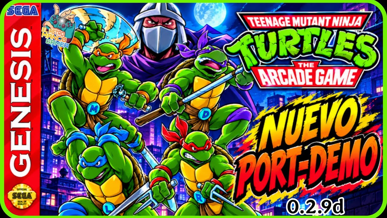 TMNT Las TORTUGAS NINJA The ARCADE GAME -  PORT-DEMO (0.2.9d) SEGA GENESIS-MEGADRIVE 🐢