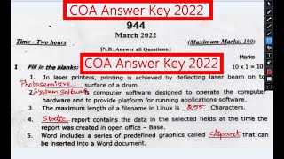 COA answer key 2022/computer on office automation 2022 answer key/answer key.