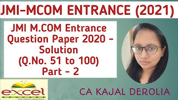 JMI M.com Entrance Question Paper And Answer of 2020 | M.com Entrance Exam 2021 | JMI#2 | Part-2 |