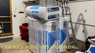 Garage ceiling insulation install  Kraft  B19E  R38 (Rock Wool doesn’t even itch!)