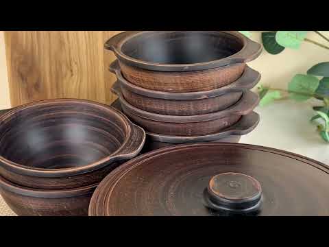 Набір керамічного (глиняного) посуду для перших страв на 6 осіб Гладкий, видео 1