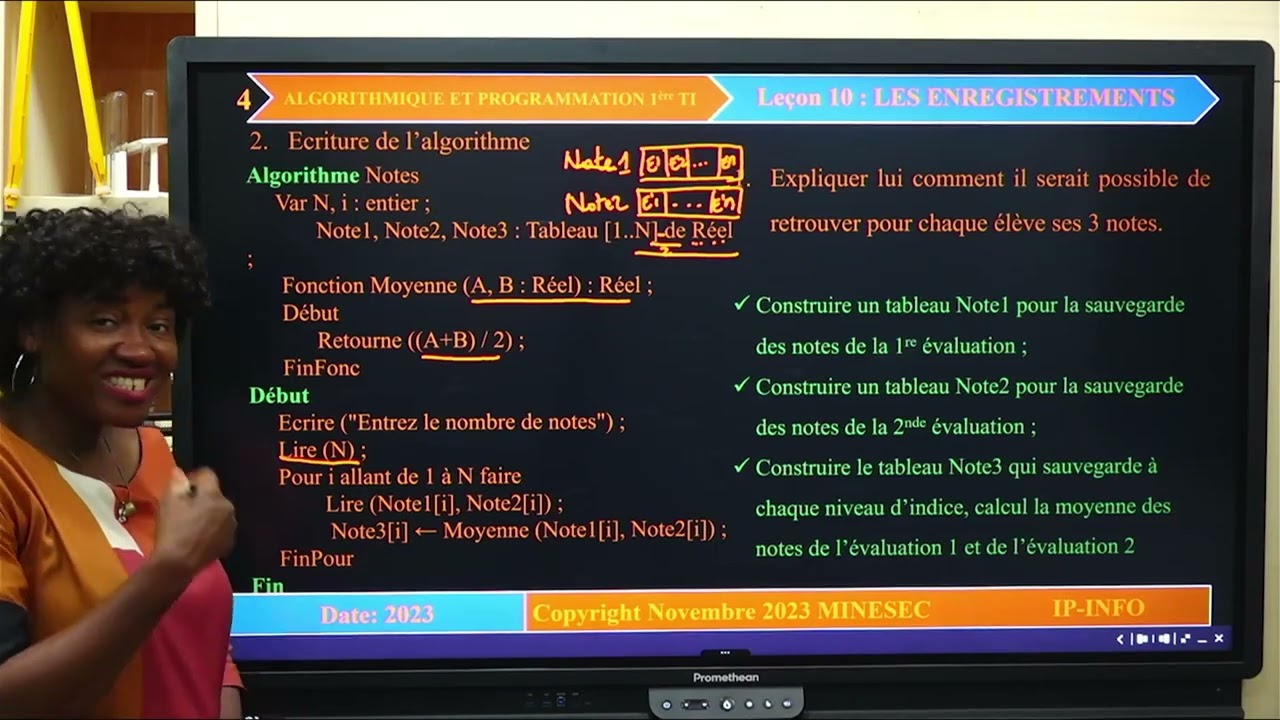 IP-INFO ALGO-PROG 1ere TI Leçon 10 Les Enregistrements