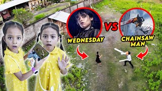 DRONE MENANGKAP SOSOK WEDNESDAY MELAWAN CHAINSAW MAN DI DUNIA NYATA!!