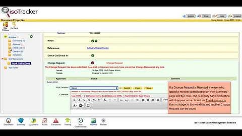 How to record a Change Request in the isoTracker document control software