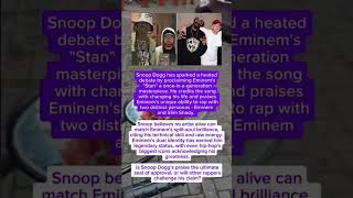 Snoop Dogg's Verdict: Eminem's 'Stan' is Unparalleled #eminem #snoopdogg #rapper#rap #hiphop #news
