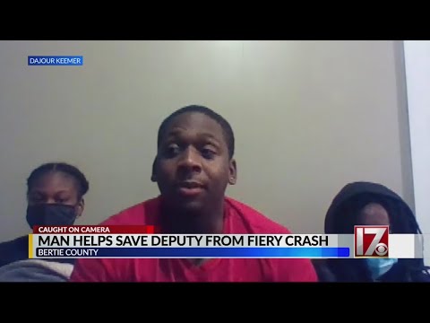 NC man talks about saving deputy as cruiser catches fire following crash