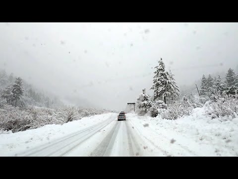 Drive Through The Snowstorm Blizzard In Wrightwood California 【4K】 60fps