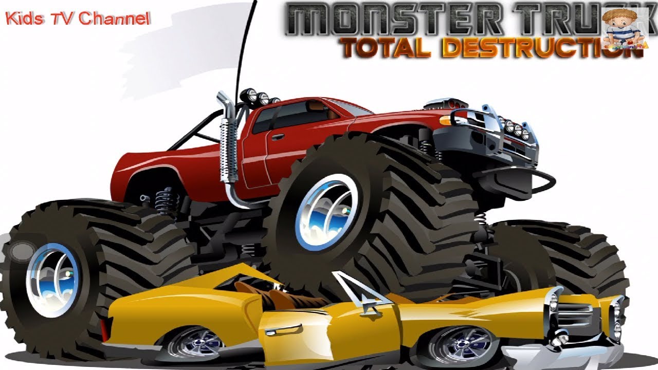 Monster Truck Crashes, crushing cars, jumps, fails | Monster Truck Crushing Power | Kids TV Channel