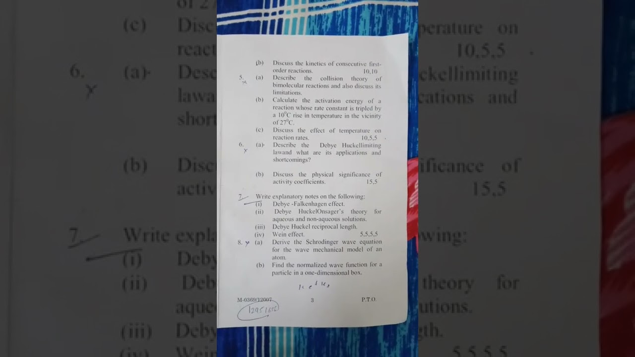 msc paper physical chemistry 2022 igu university