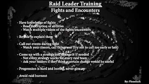 Raid Leader Training - 4 - Fights and Encounters
