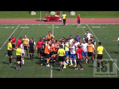 LATE TACKLE, PLAYER KICKED, JUDO THROW, BENCHES CLEAR, PISSED OFF SPECTATOR!!