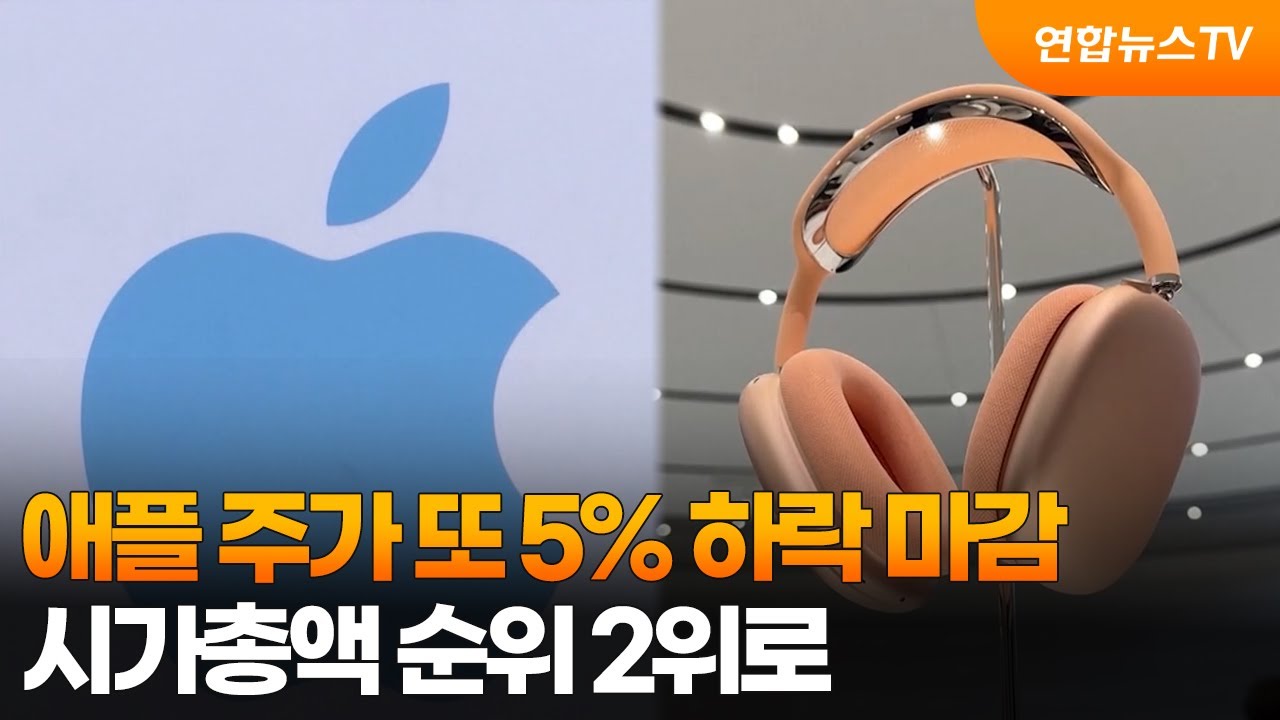 애플 주가 또 5% 하락 마감…시가총액 순위 2위로 / 연합뉴스TV (YonhapnewsTV)