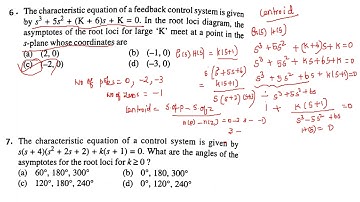 ROOT LOCUS|GATE PROBLEM &SOLUTIONS |MCQs