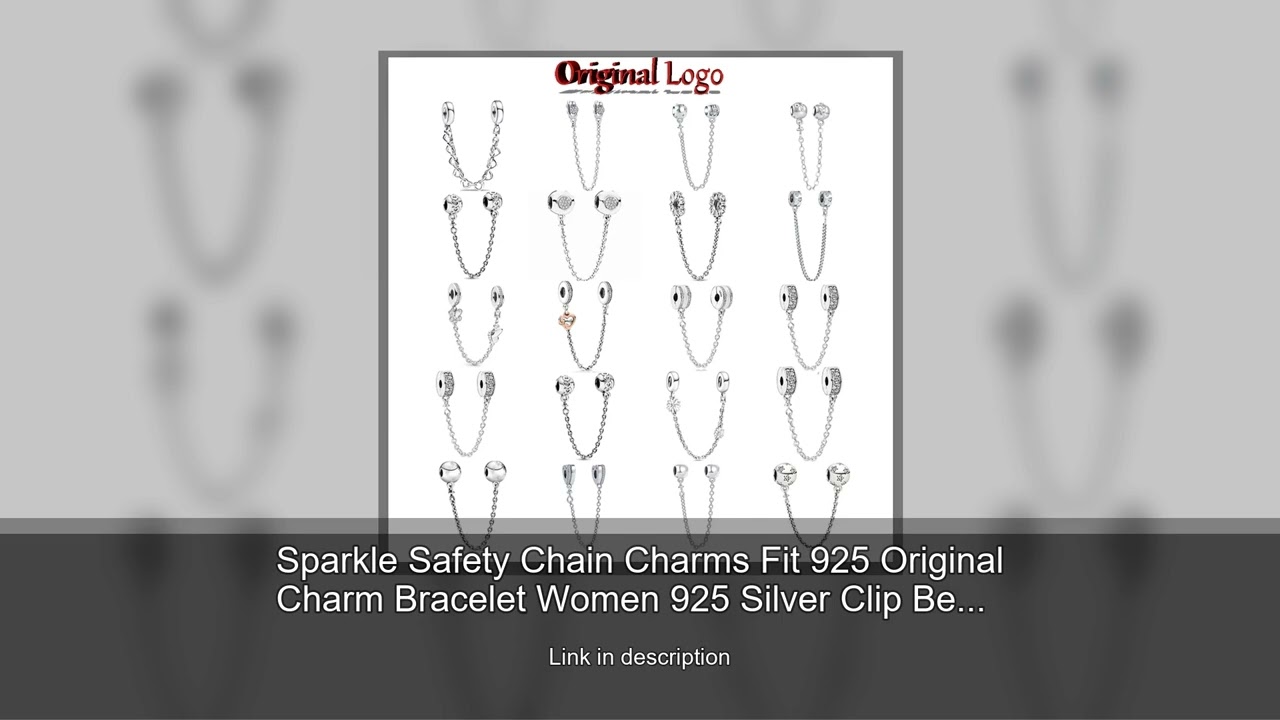 Sparkle Safety Chain Charms Fit 925 Original Charm Bracelet Women 925 Silver Clip Beads DIY Jew