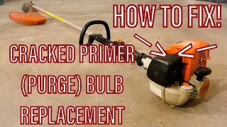 How to quickly change a cracked primer (purge) bulb on a Stihl Pro string trimmer! (Step by step!)