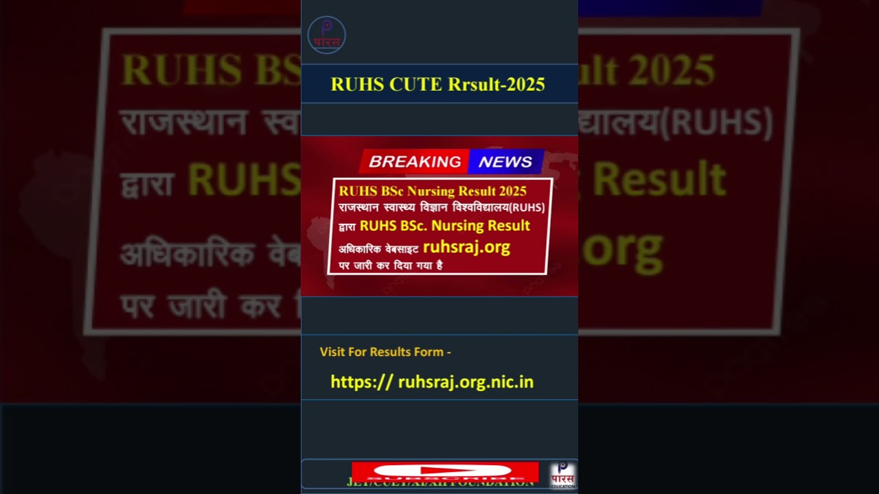 RUHS Bsc.Nursing Result 2025