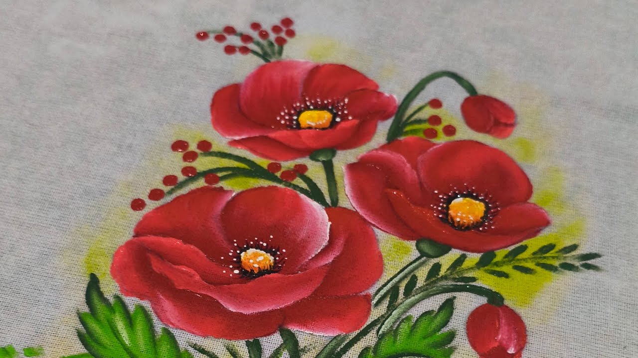 Como pintar papoulas vermelhas para iniciantes. #seinscreve ZAP 73981700712