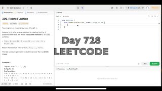 Day 728: LeetCode Problem 396. Rotate Function - Swift