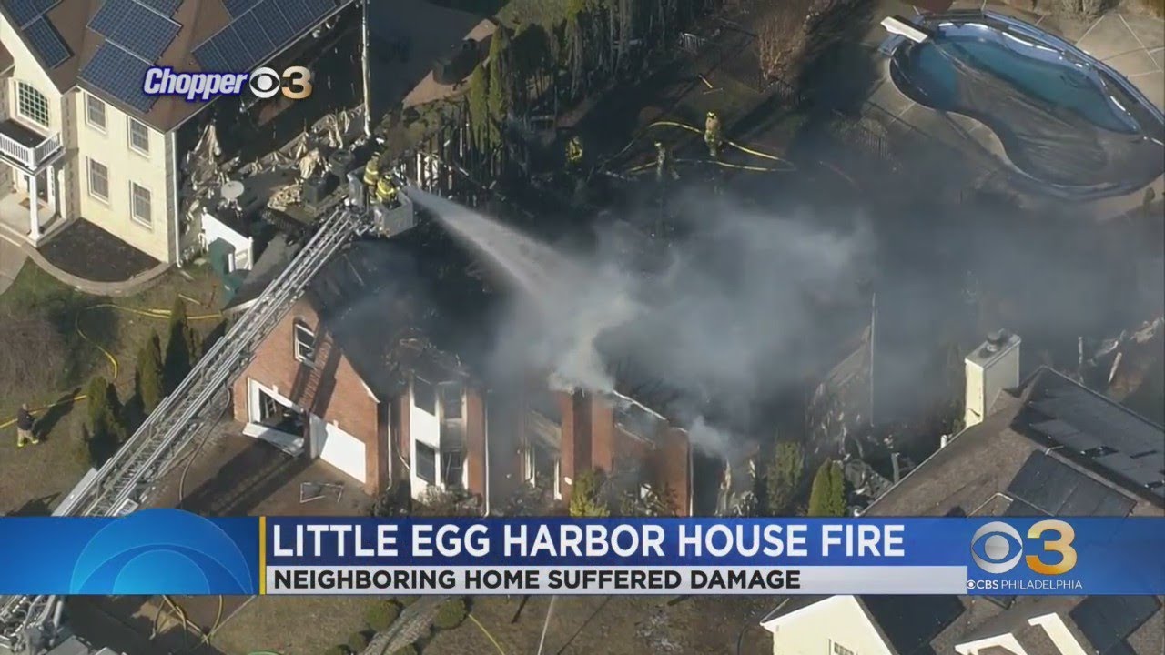 Fire destroys large home in Little Egg Harbor Township - YouTube