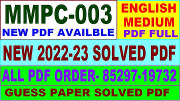 mmpc 003 solved assignment 2022-23 / mmpc 3 solved assignment in english / ignou mba new solved
