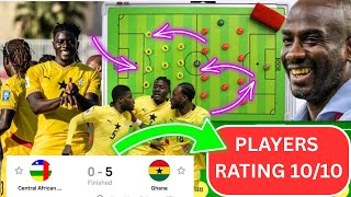 GHANA 🇬🇭 5-0 CENTRAL AFRICAN REPUBLIC 🇨🇫: BLACK STARS PLAYERS RATING 10/10 JORDAN,SIBO&DJIKU WOW 😯 