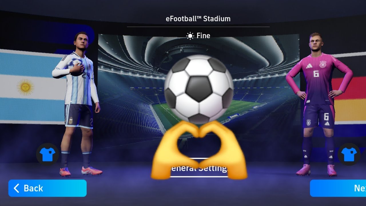 Argentina vs Germany football match gameplay efootball game 