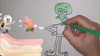 Squidward Dokunaç çizimi / (sünger Bob) / boyama