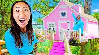 WE BUILT A GIRLS LOUNGE IN A TREE HOUSE!!