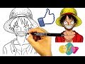 تعليم الرسم الانمي | كيف ترسم لوفي | من انمي ون بيس خطوة بخطوة للمبتدئين