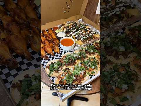 Video thumbnail: Taco box with carne asada fries, and habanero wings. Taqueria El Ranchito in Kent, WA #shorts