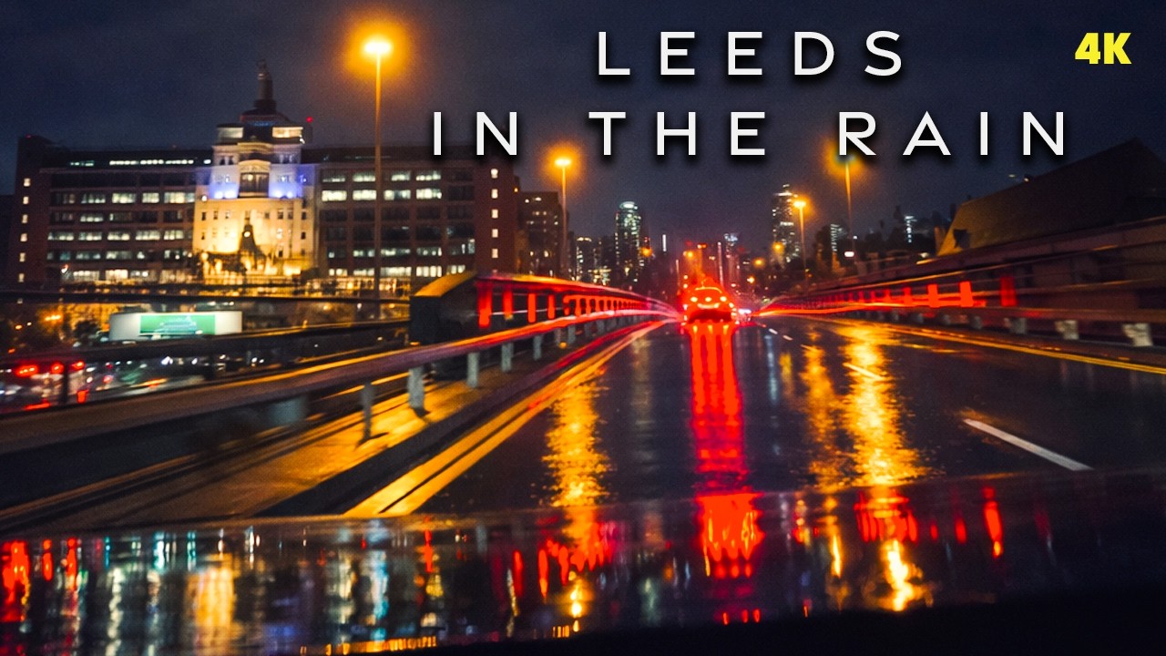 Rain, Sleet and City Reflections – Leeds Winter Night POV Drive 4K
