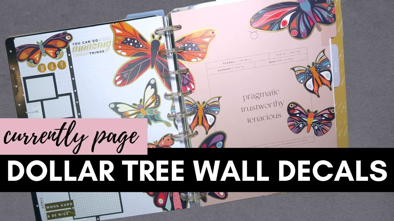 Dollar Tree Wall Decals Butterflies - Plan With Me Currently Page Happy ...