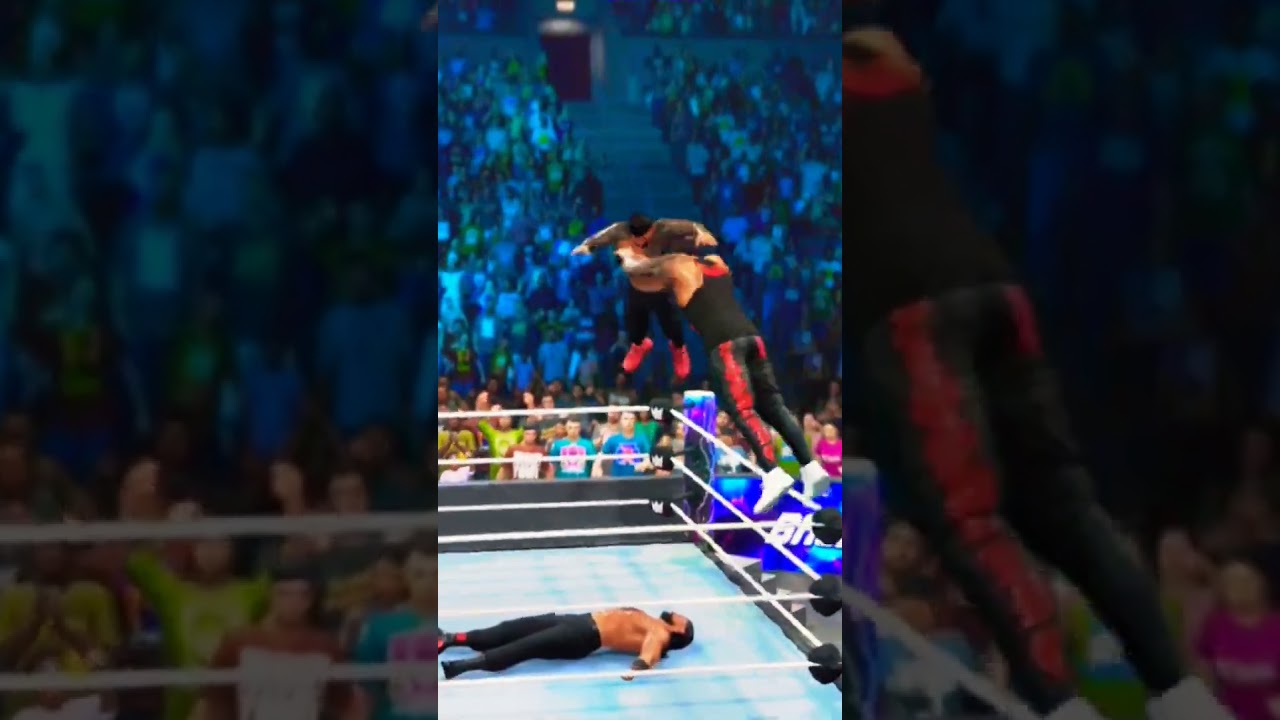 WWE2K23 Double Usos Splash To Roman Reigns