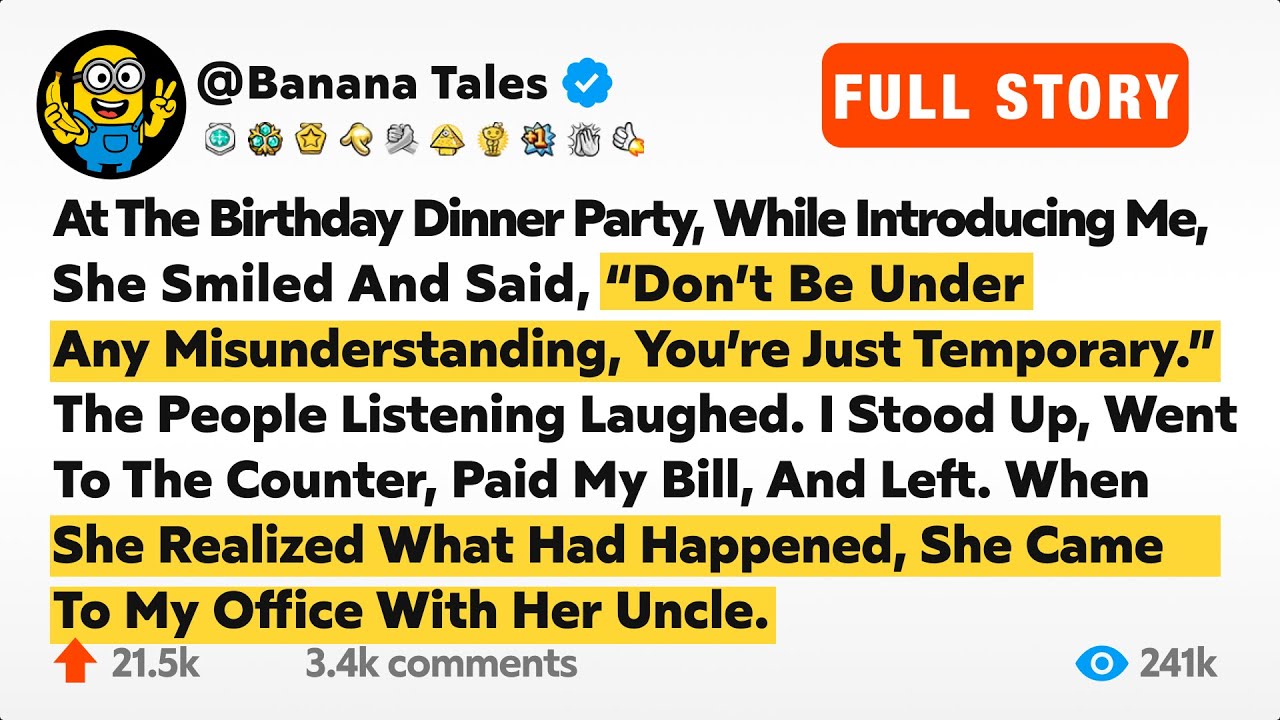 At The Birthday Dinner Party, While Introducing Me, She Smiled And Said, “Don’t Be Under Any…