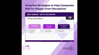 Watch on Demand: Proactive Strategies to Help Companies Plan for Supply Chain Disruptions