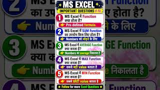 MS Excel Important Functions 🔥 | SUM, AVERAGE, MAX, MIN Explained | Excel Questions for Beginners