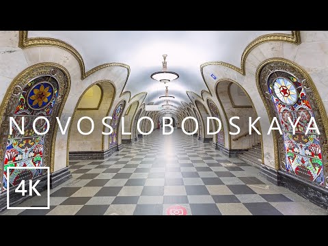 【4K】Московское метро, станция метро Новослободская (Кольцевая) гуляем по Москве