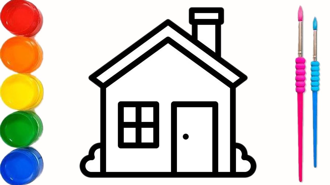 Draw A Beautiful House And Colour It Easy House Drawing YouTube Draw A Beautiful House And Colour It Easy House Drawing YouTube