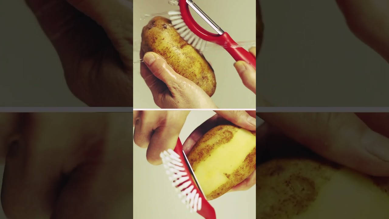 Kitchen Gadgets Vegetable/Fruit Peeler with Brush, 3-In-1 Tool 