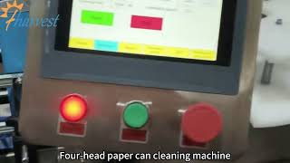 automatic four-head high-capacity paper can cleaning machine, Paper can dust cleaning machine