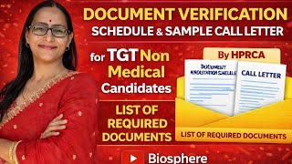 Document verification schedule for TGT non medical ||sample call letter , HPRCA updates ,
