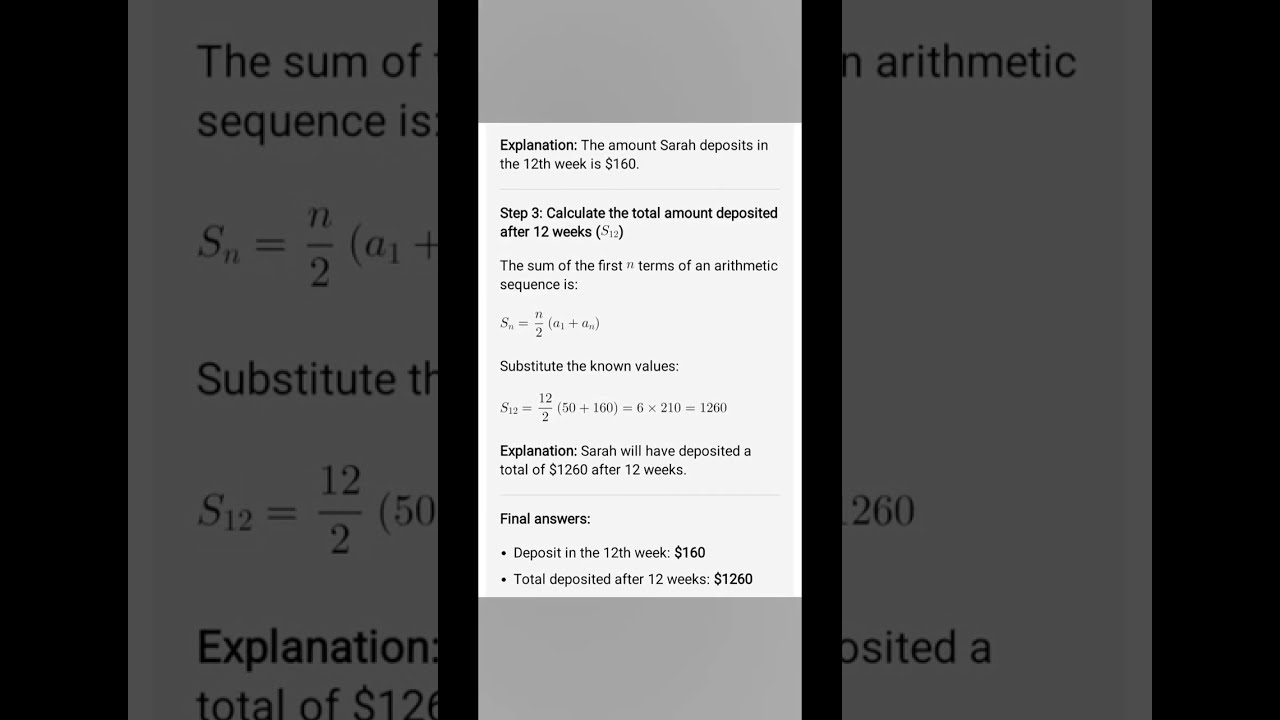Step By Solution Solving A Math Word Problem That Involves Arithmetic Sequence And Series