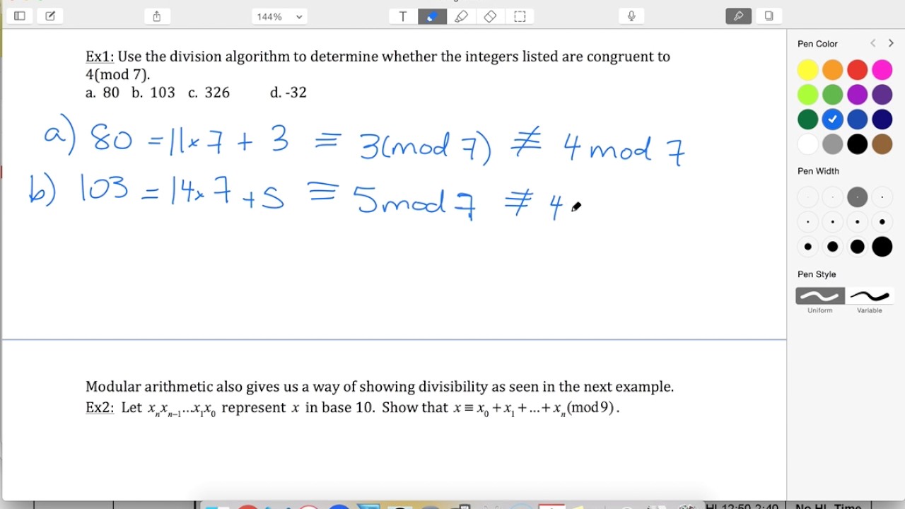 IB Further 6.4 Ex1 Determine equivalence to 4mod7 - YouTube