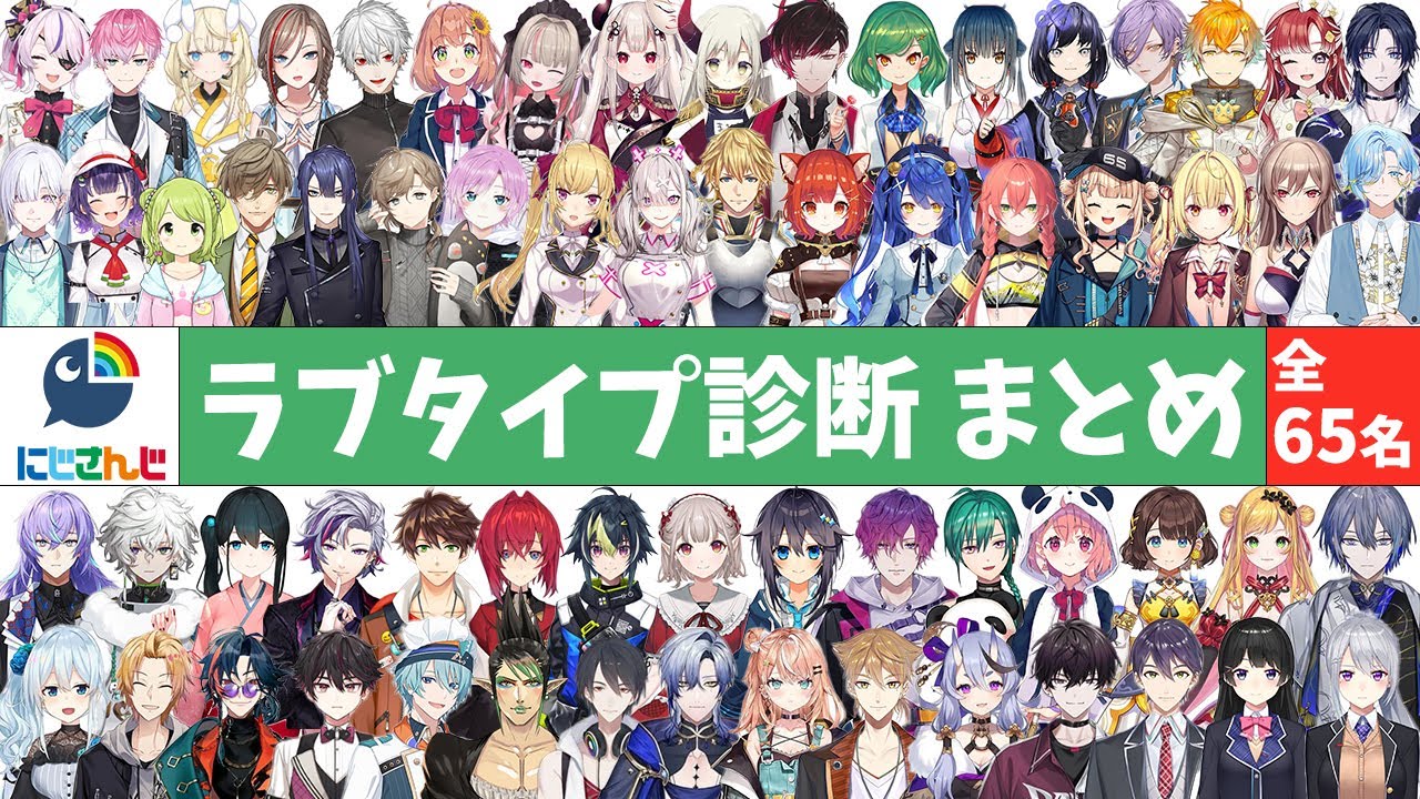 【 修正版 】にじさんじライバーのラブタイプ診断 まとめ【65名】