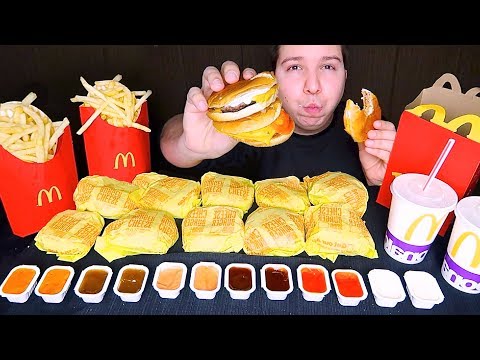 10 McDonald's Cheeseburgers Challenge • MUKBANG