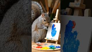 Masterpiece in progress! Artist Squirrel 🎨🐿️