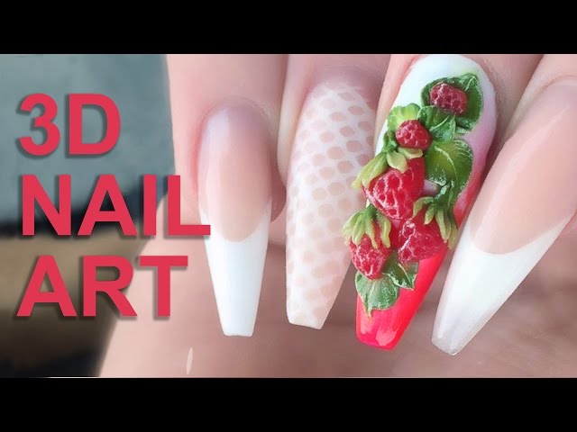 3D亞克力草莓 - 新鮮的夏季水果3D美甲 - 美甲教程視頻